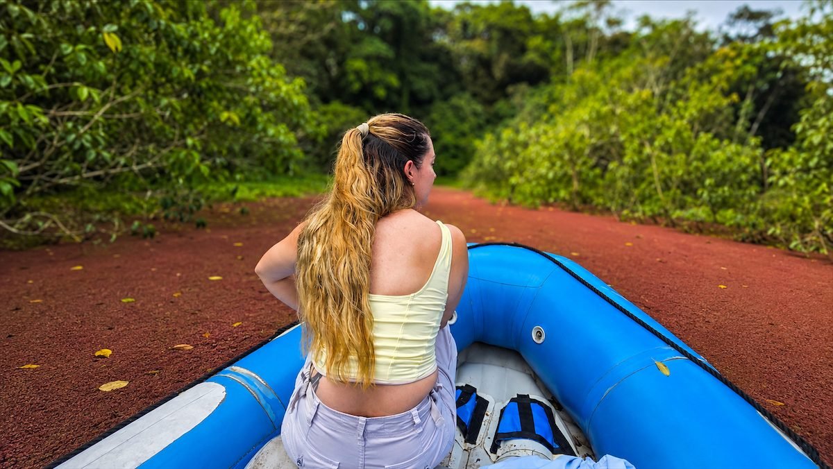 Canal cubierto de plantas en Laguna Verde