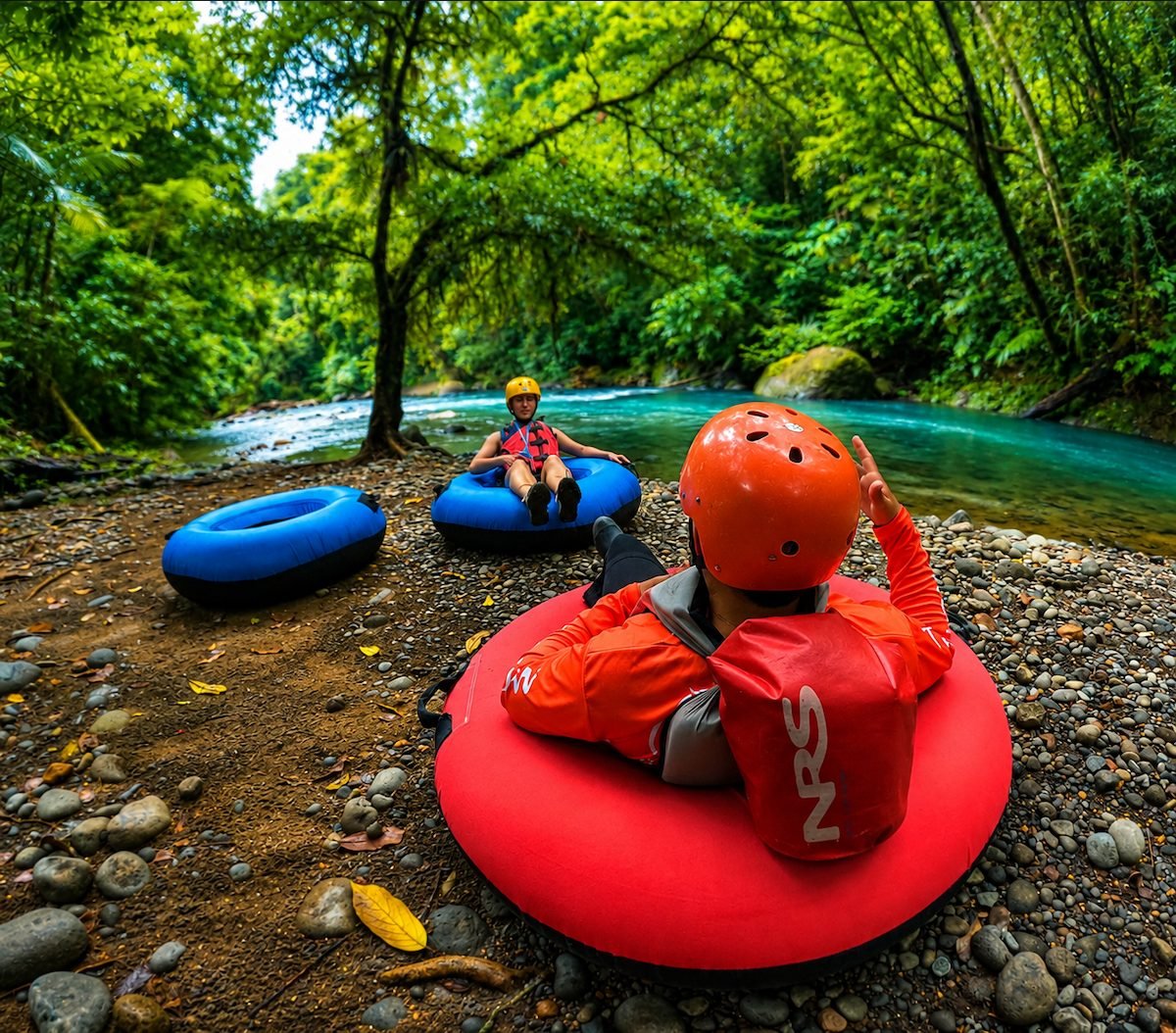 Flotadores en las rocas del Río Celeste